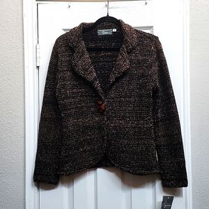 Willow Black and Golden Brown Sweater Blazer, Size S